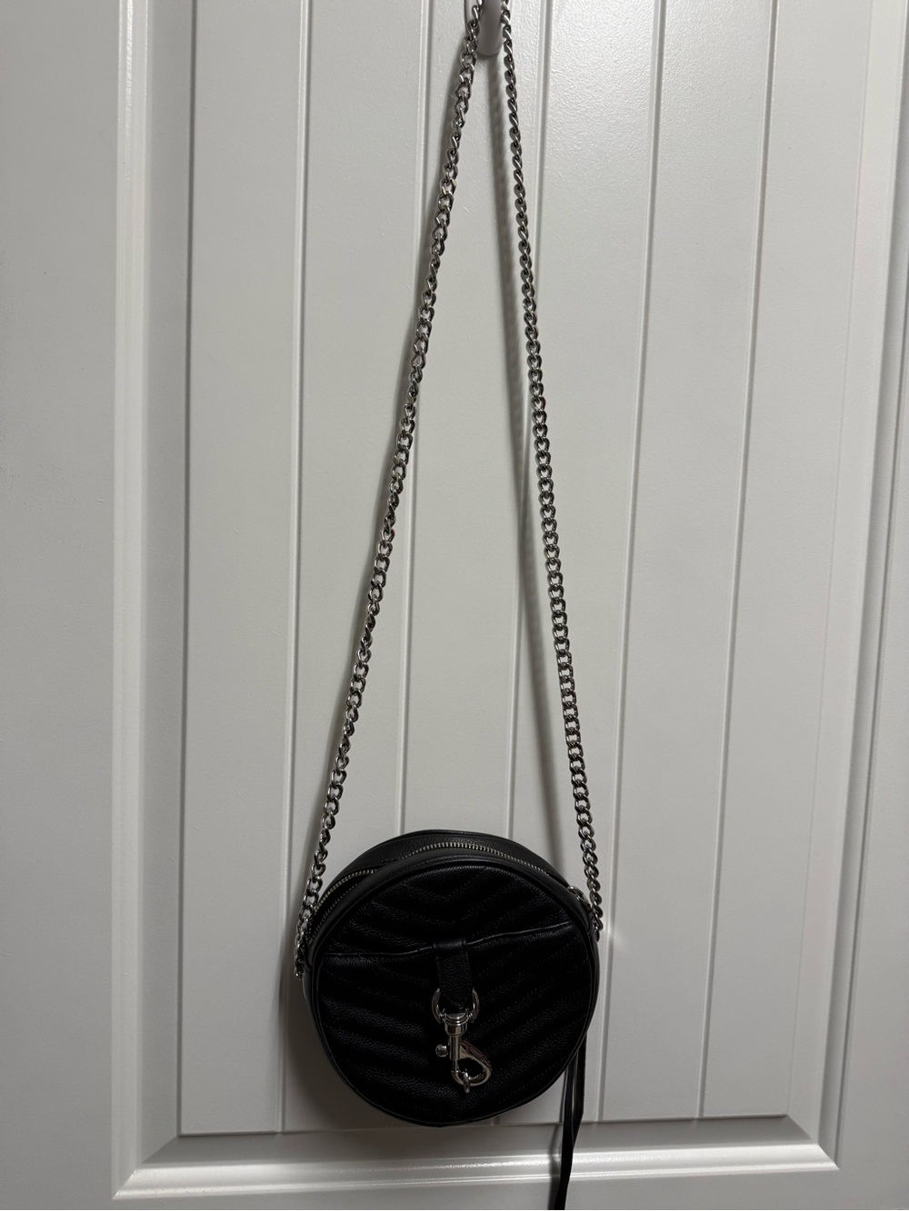 Rebecca Minkoff Black Round Quilted Crossbody with Chain
